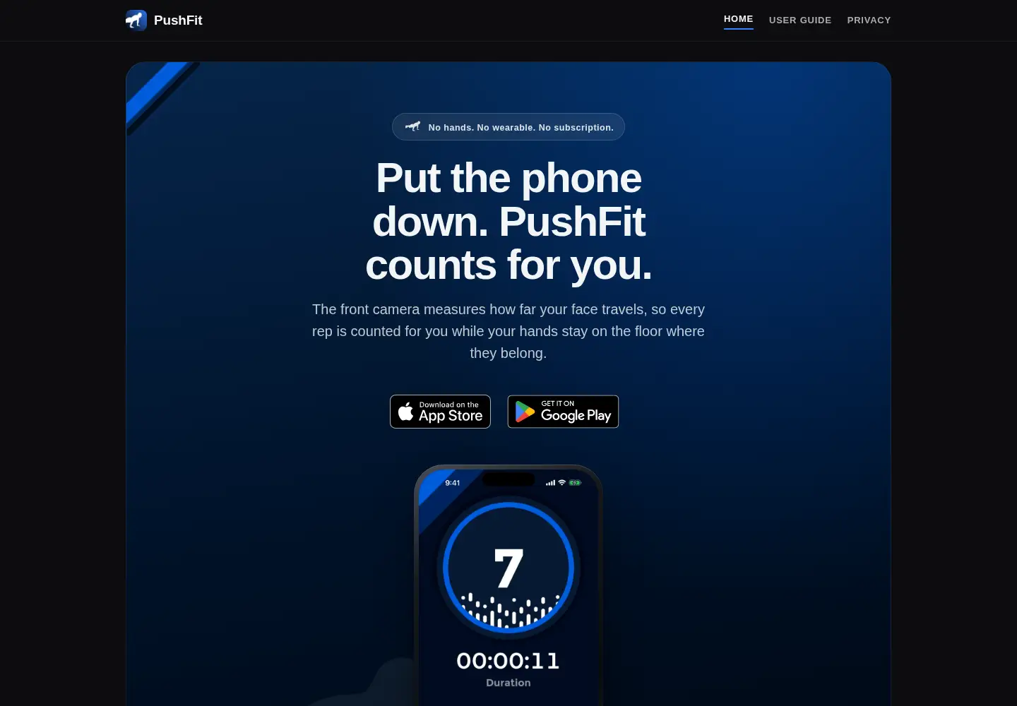 Screenshot of pushfit.app