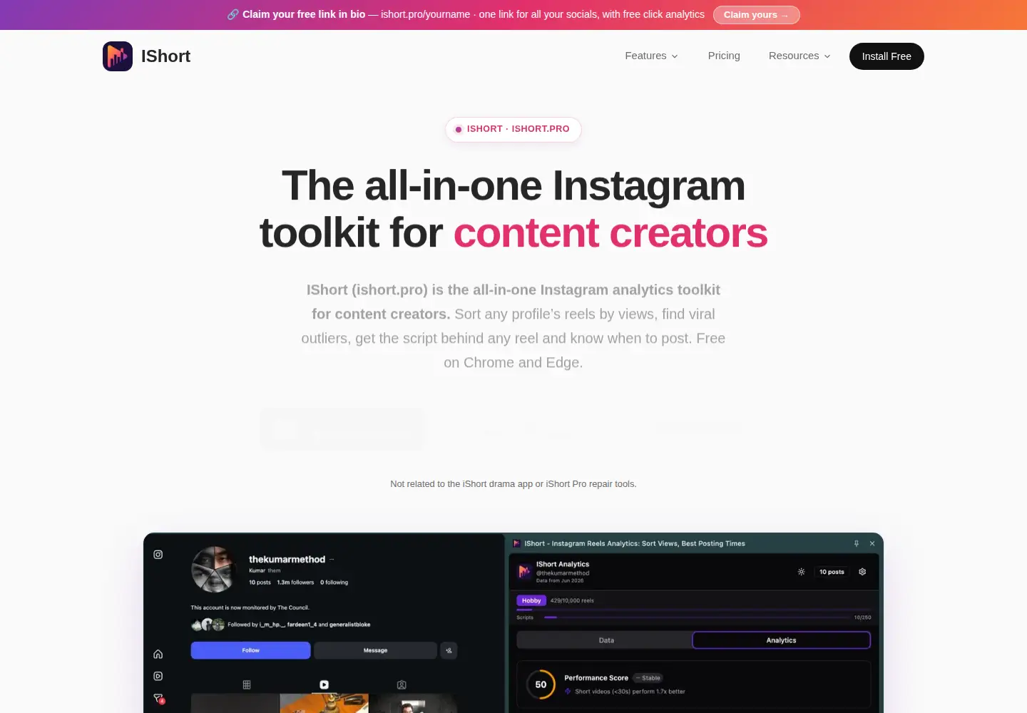 Screenshot of ishort.pro