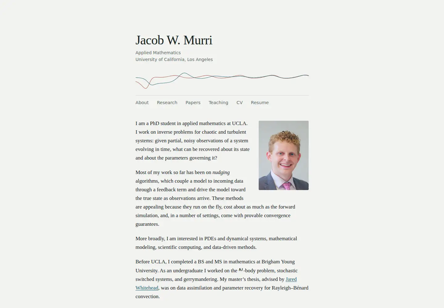 Captured homepage of jwmurri.com in the current scan