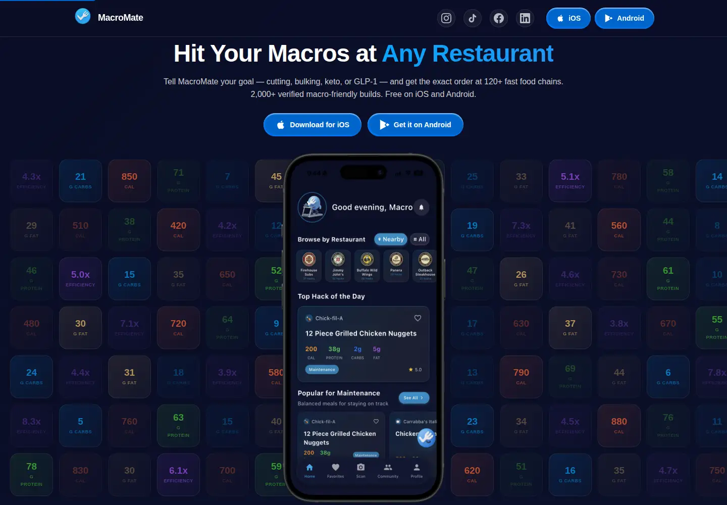 Screenshot of macromatefastfoodhacks.com