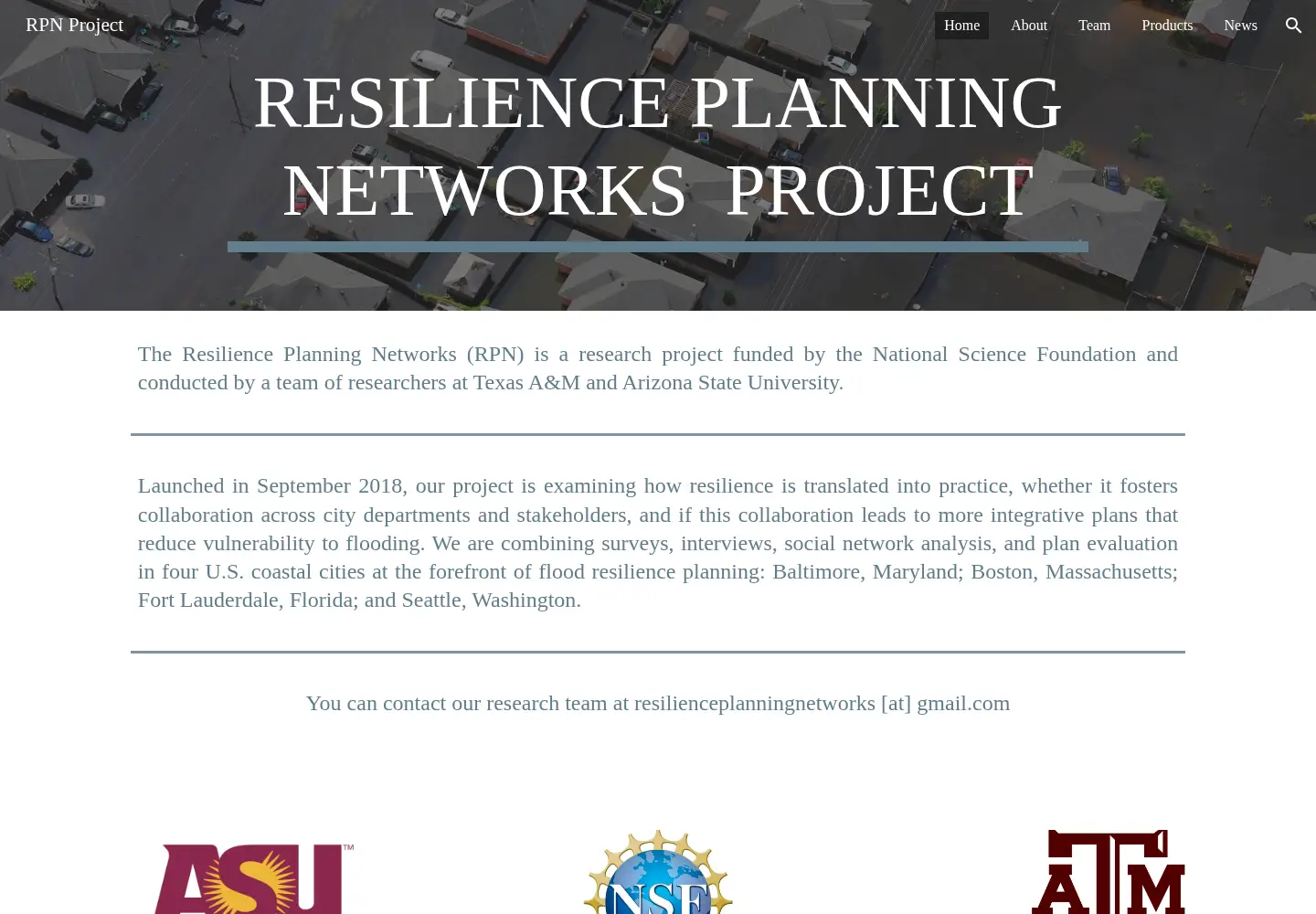 Screenshot of resilienceplanningnetworks.com