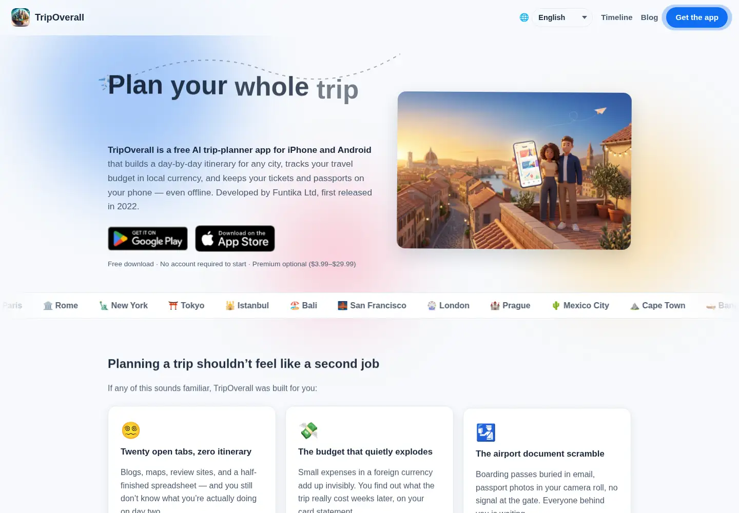 Screenshot of tripoverall.com