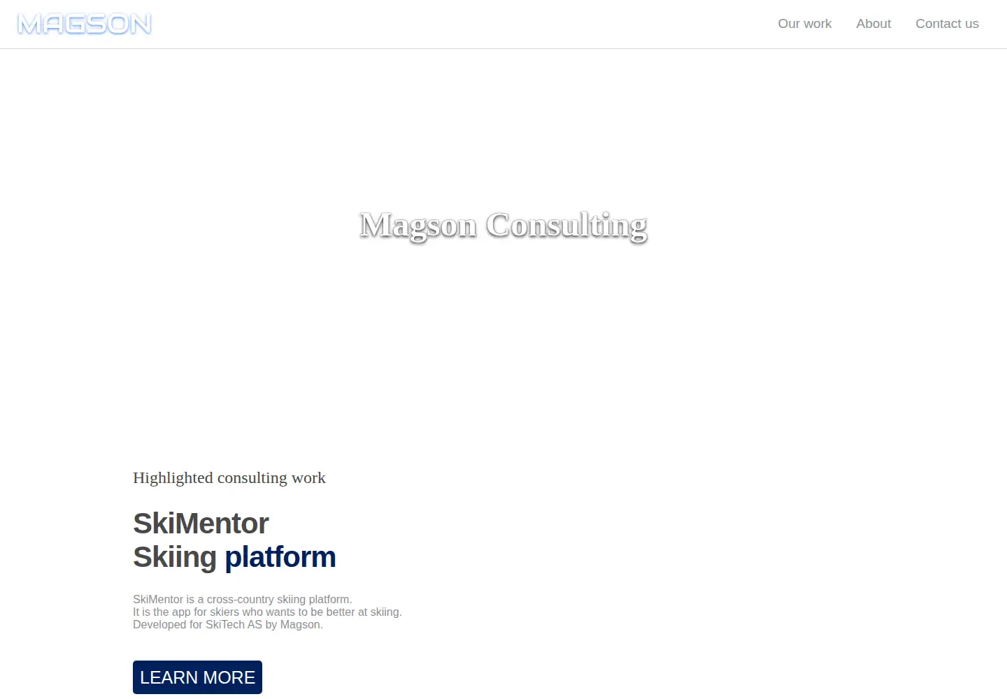 Captured homepage of magson.no in the current scan