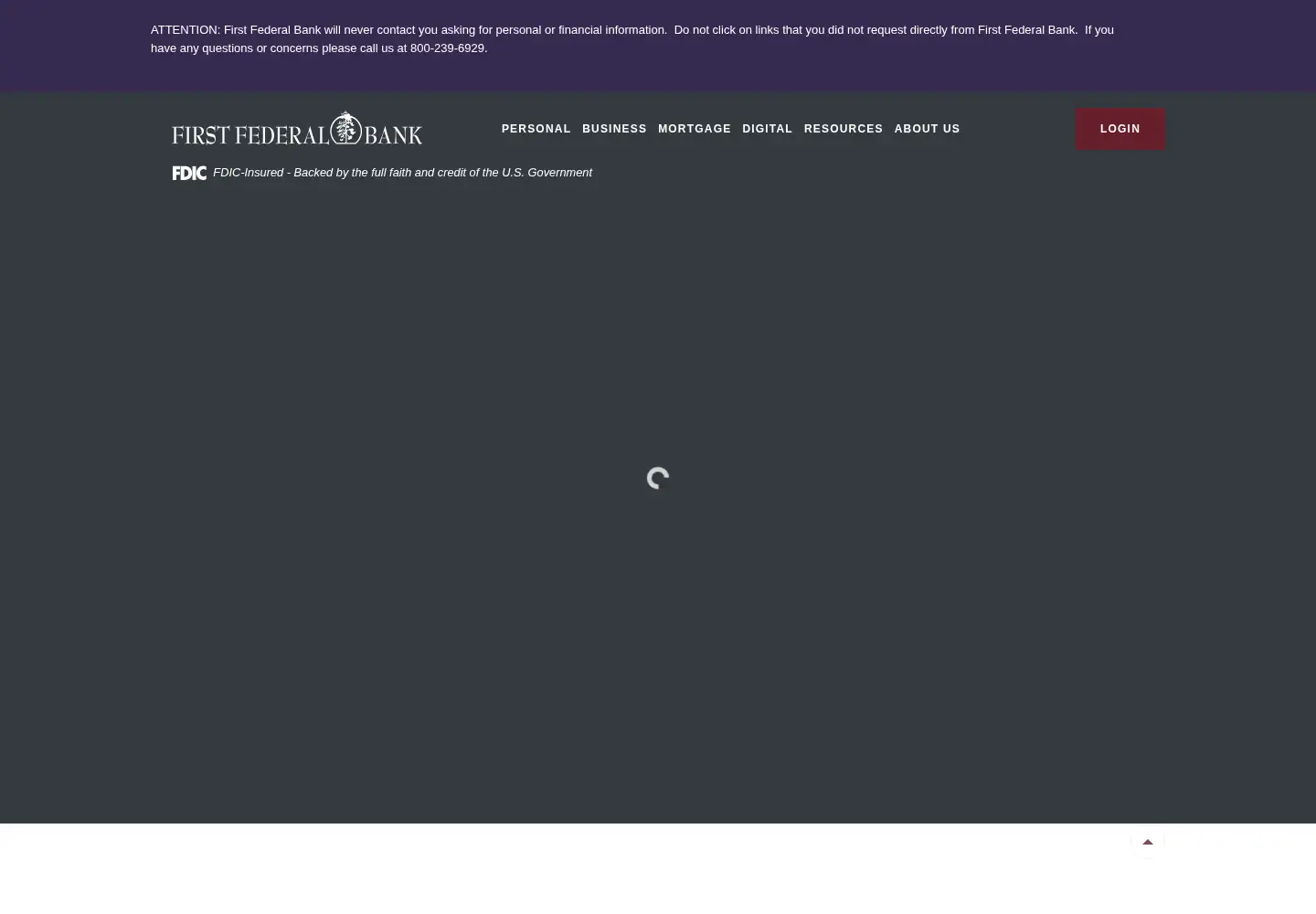 Captured homepage of 1stfed.com in the current scan