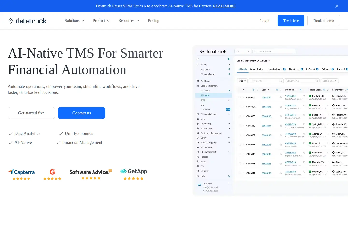 Screenshot of datatruck.io