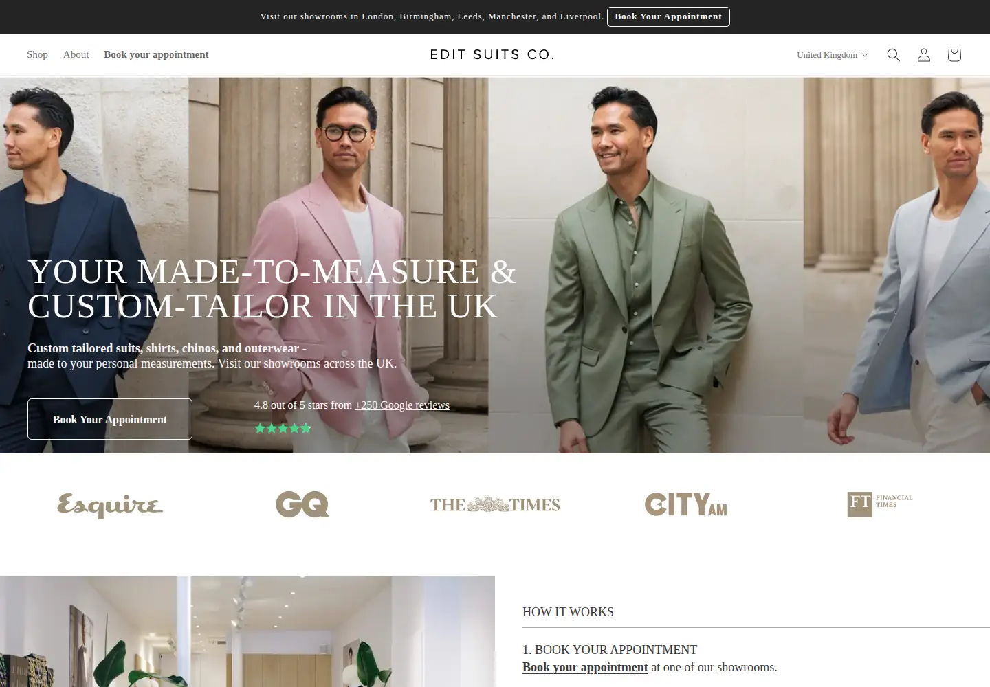 Captured homepage of editsuits.com in the current scan