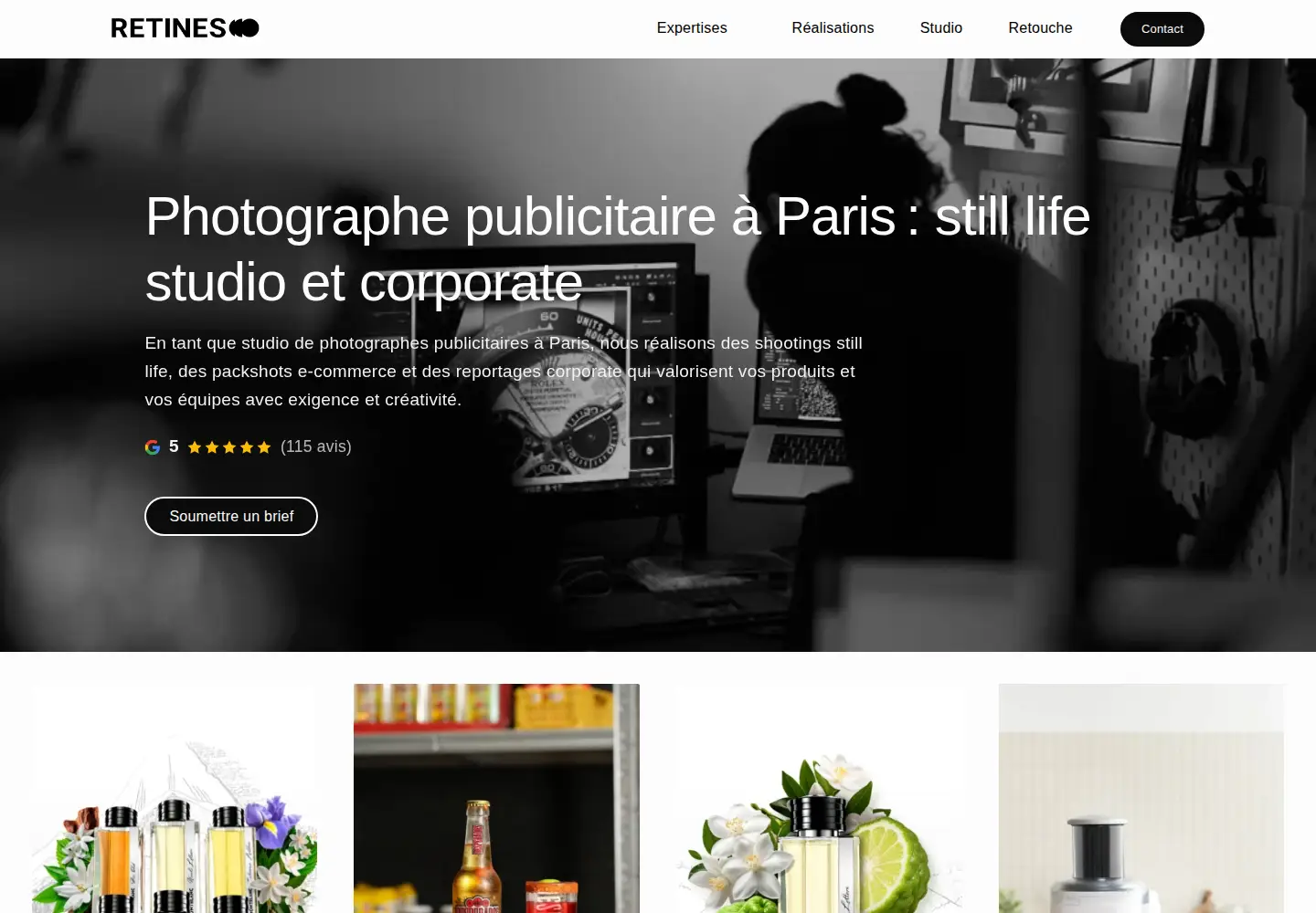 Captured homepage of retines.fr in the current scan