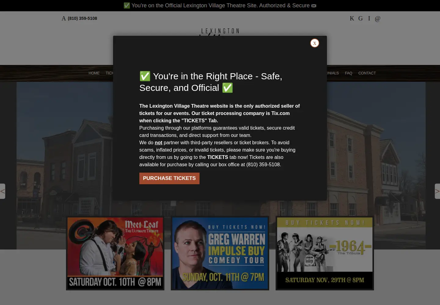 Captured homepage of lexingtonvillagetheatre.com in the current scan