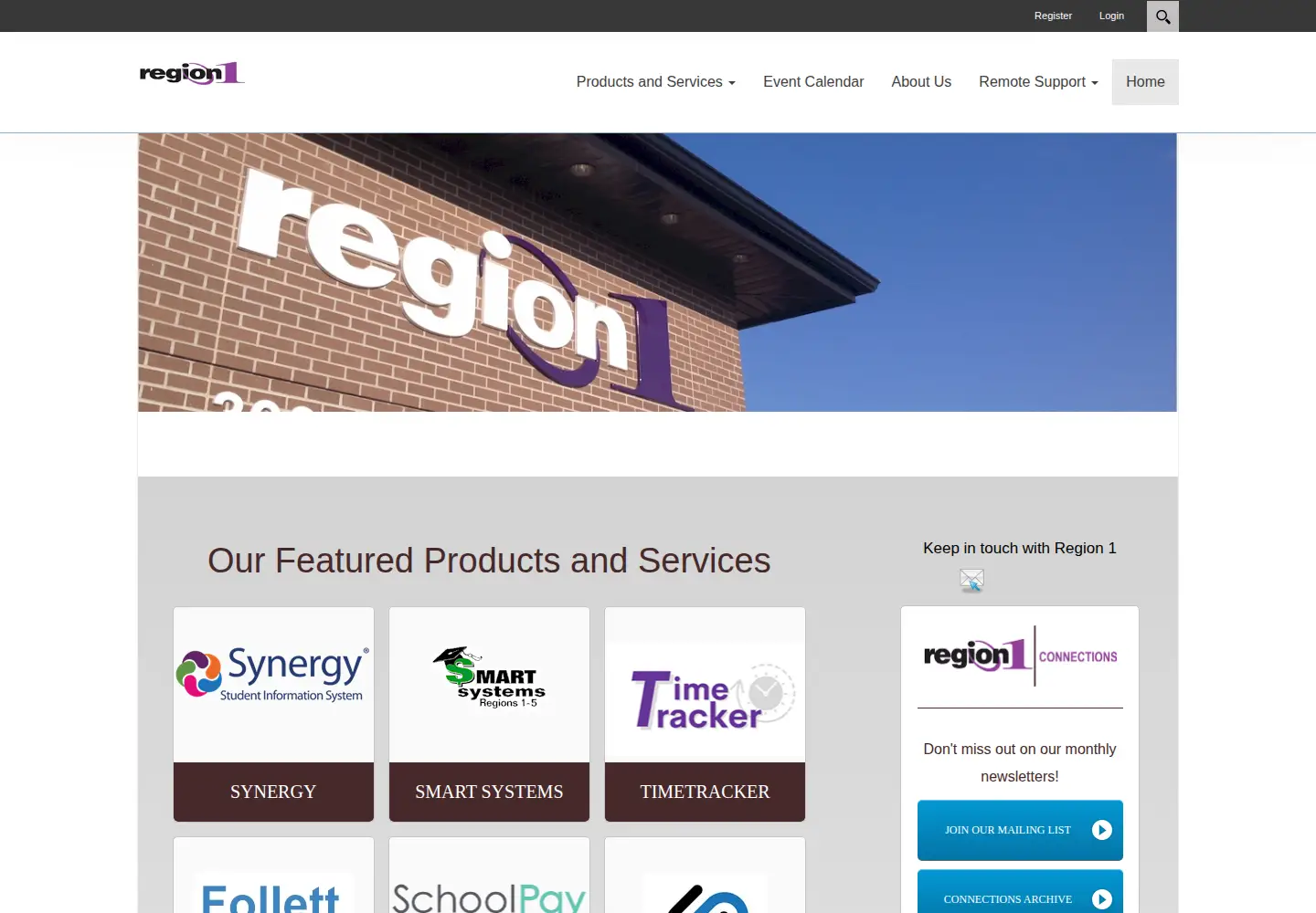 Captured homepage of region1.k12.mn.us in the current scan