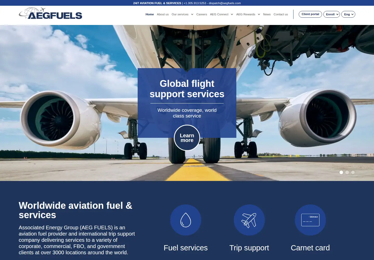 Captured homepage of aegfuels.com in the current scan