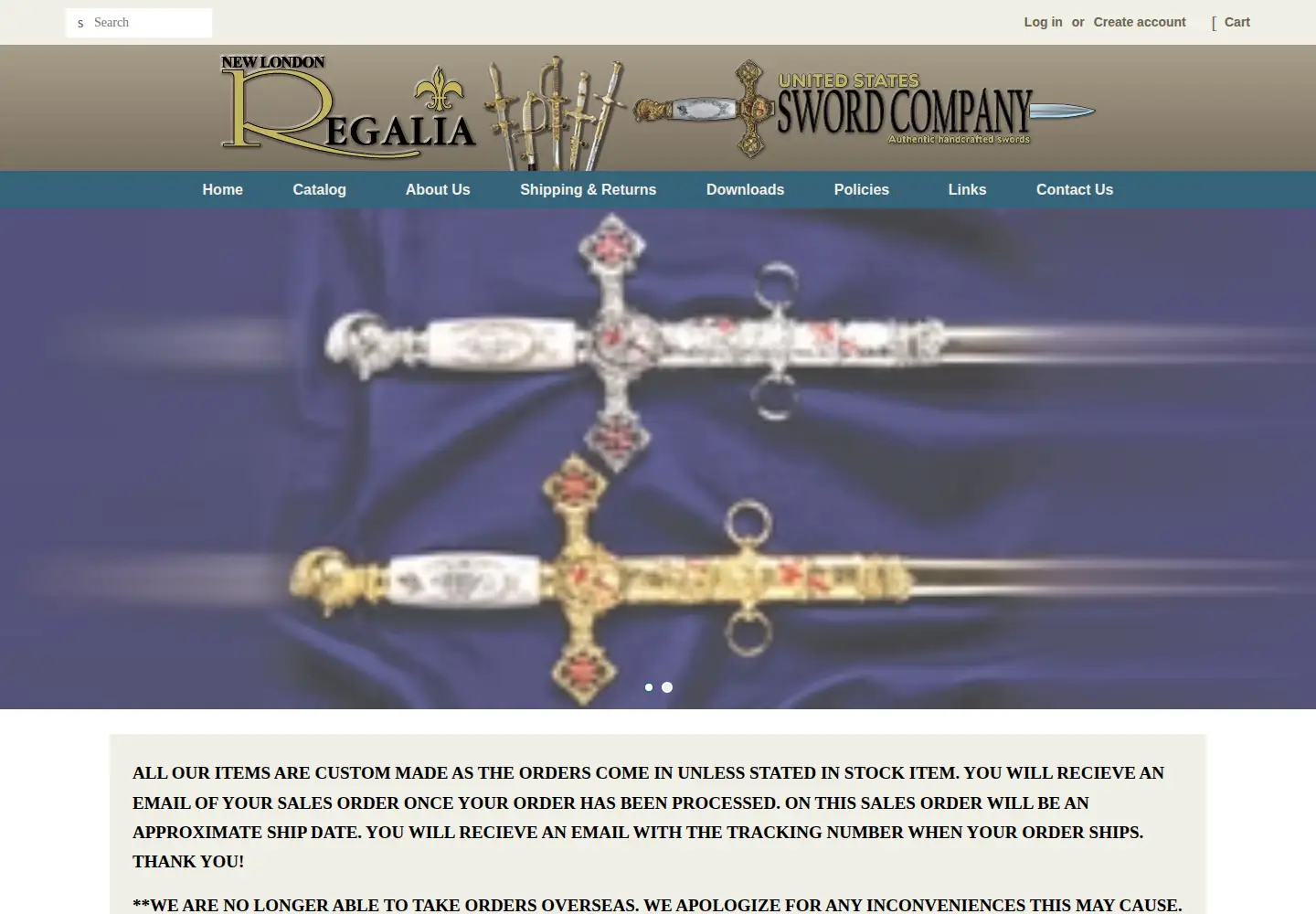 Screenshot of newlondonregalia.com