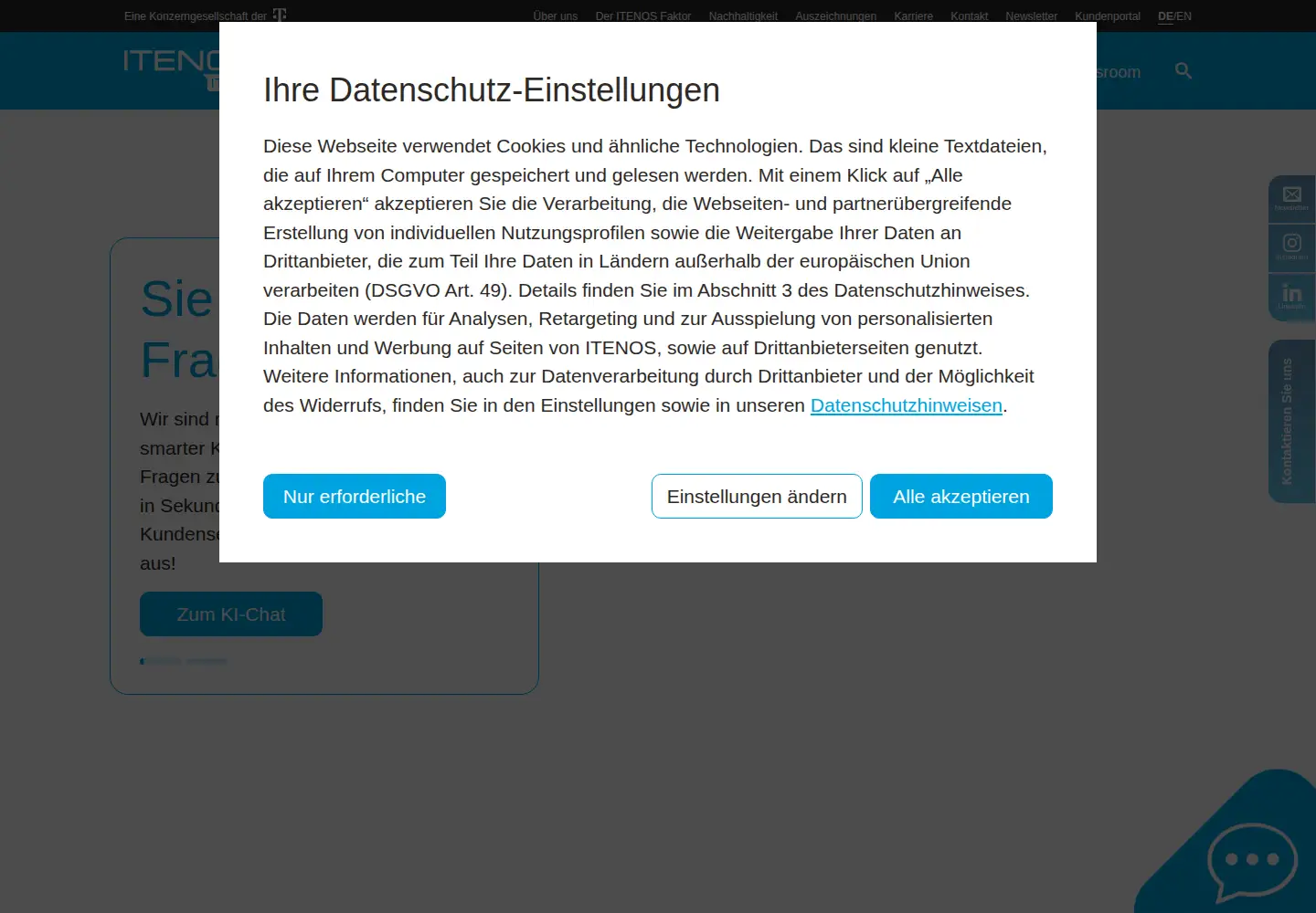 Screenshot of itenos.de