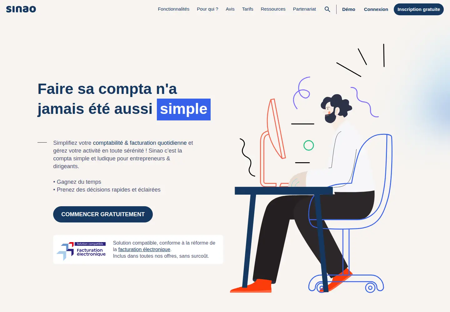 Screenshot of sinao.fr