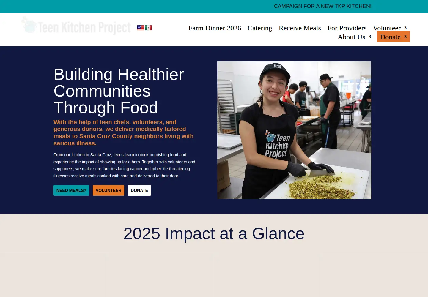 Screenshot of teenkitchenproject.org