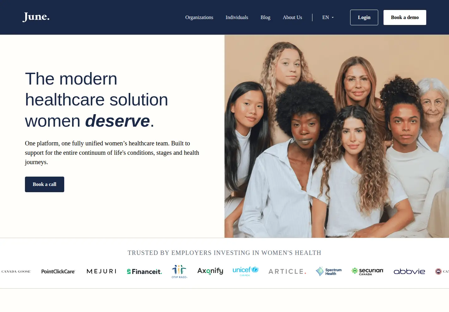 Screenshot of junehealth.care