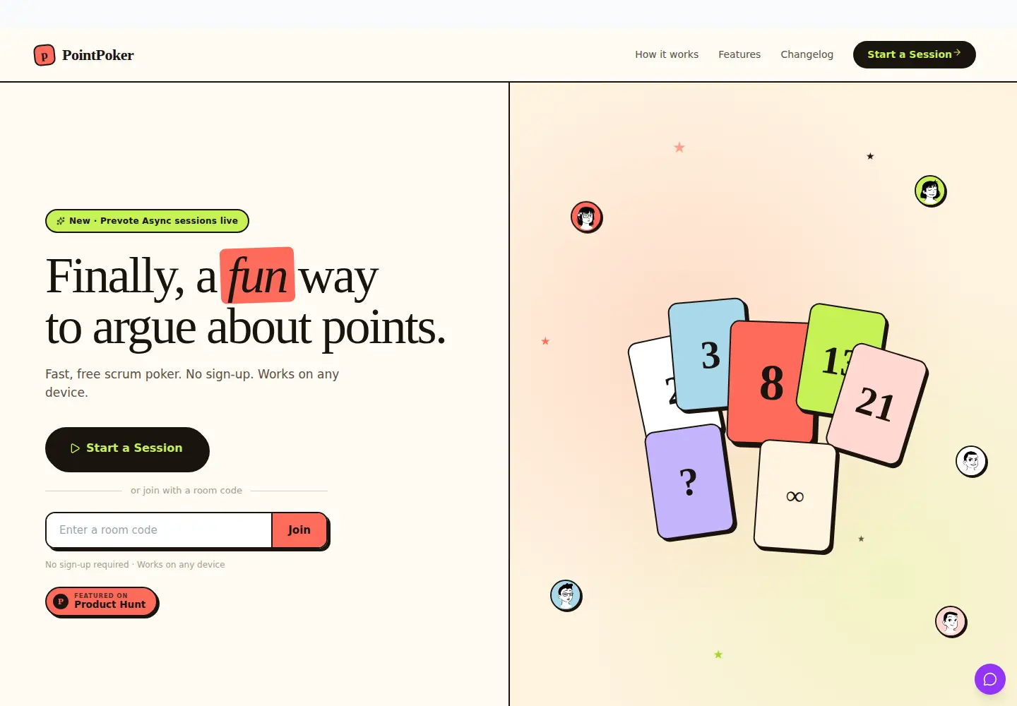 Screenshot of pointpoker.co