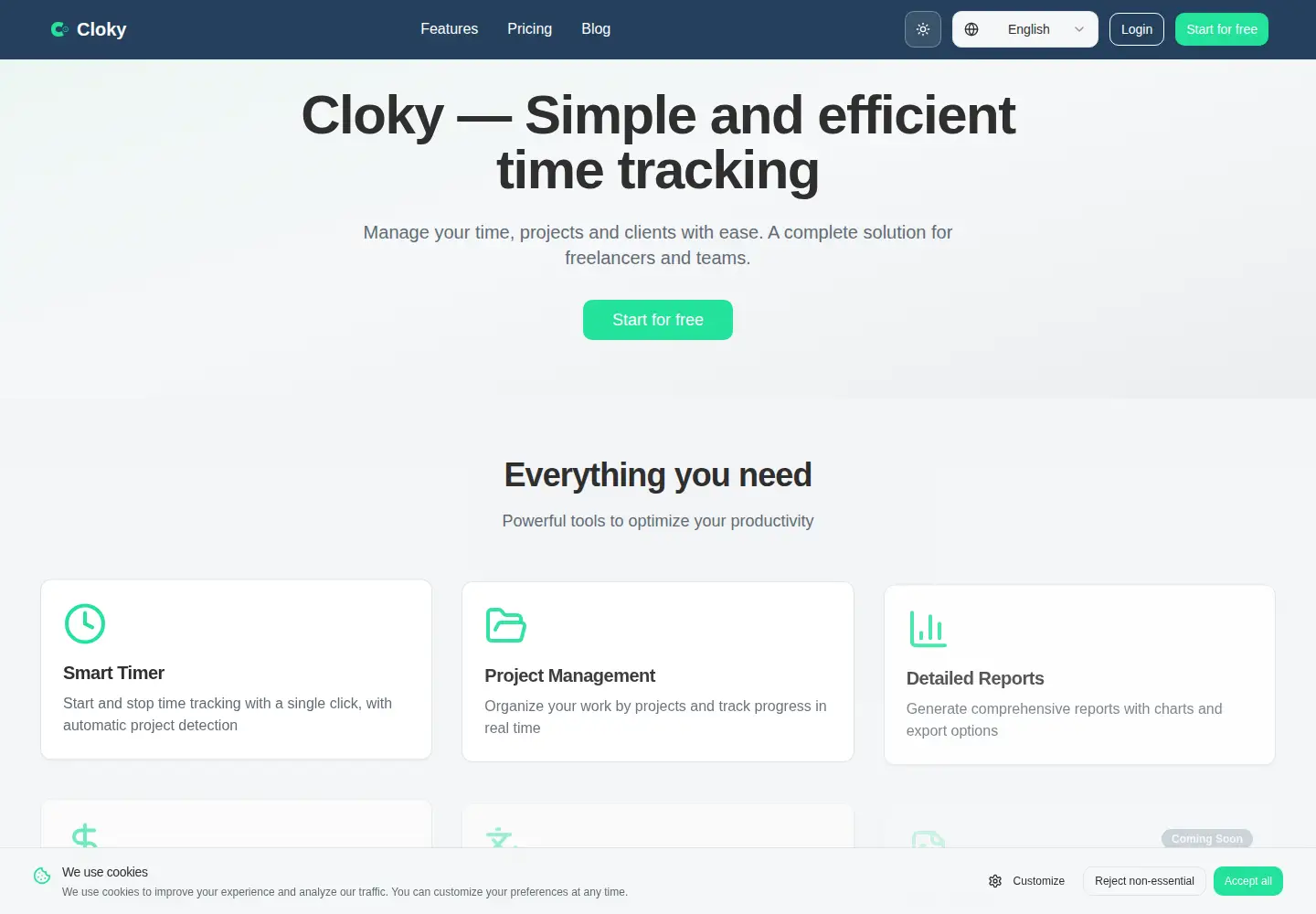 Captured homepage of cloky.app in the current scan