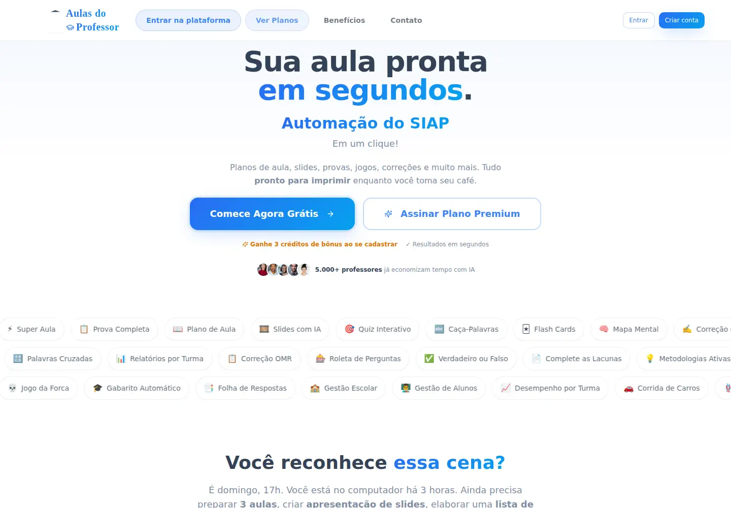 Screenshot of aulasdoprofessor.com