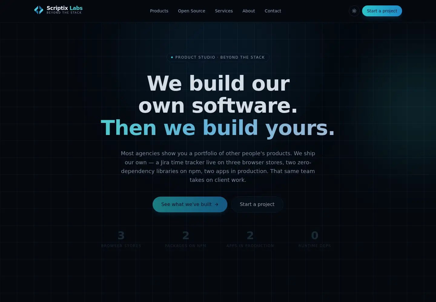 Captured homepage of scriptixlabs.com in the current scan