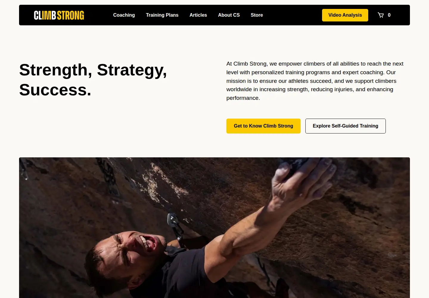 Captured homepage of climbstrong.com in the current scan