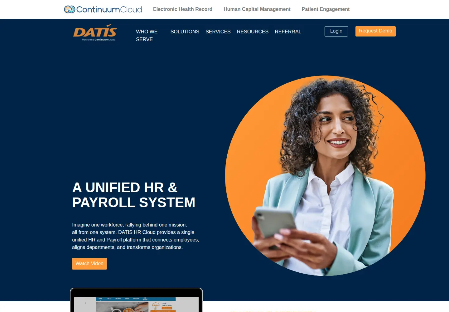 Captured homepage of datis.com in the current scan