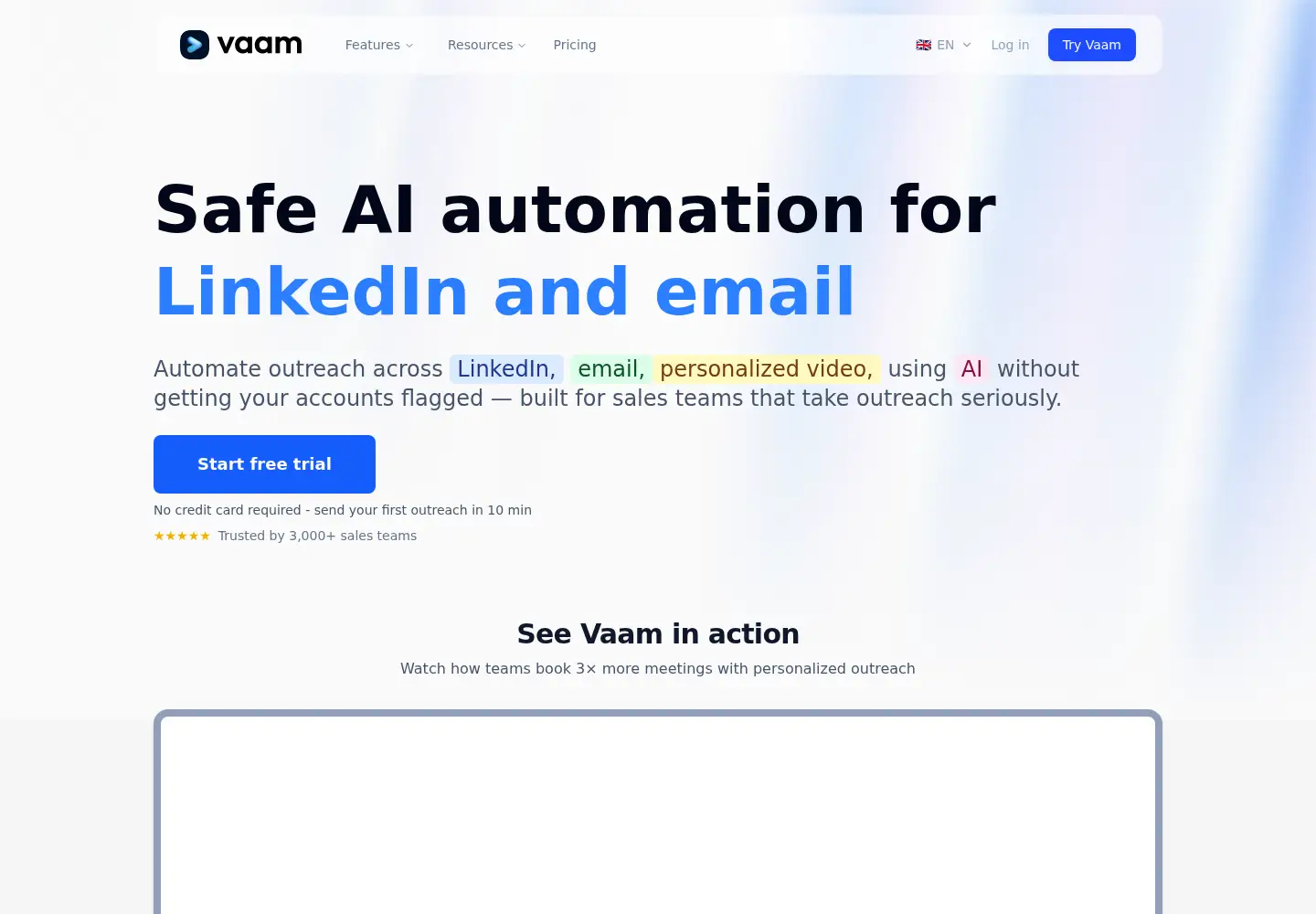 Captured homepage of vaam.io in the current scan