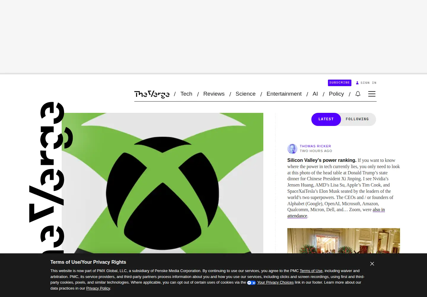 Screenshot of theverge.com