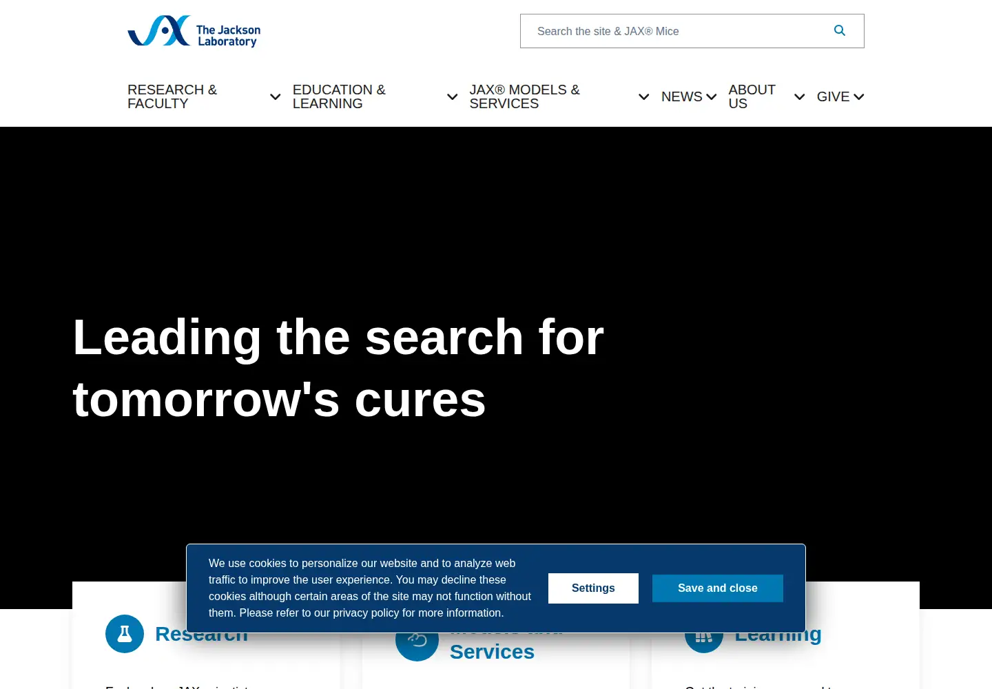 Screenshot of jax.org