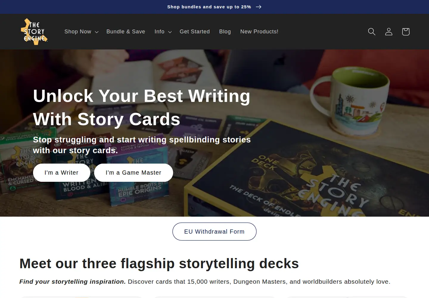 Captured homepage of storyenginedeck.com in the current scan