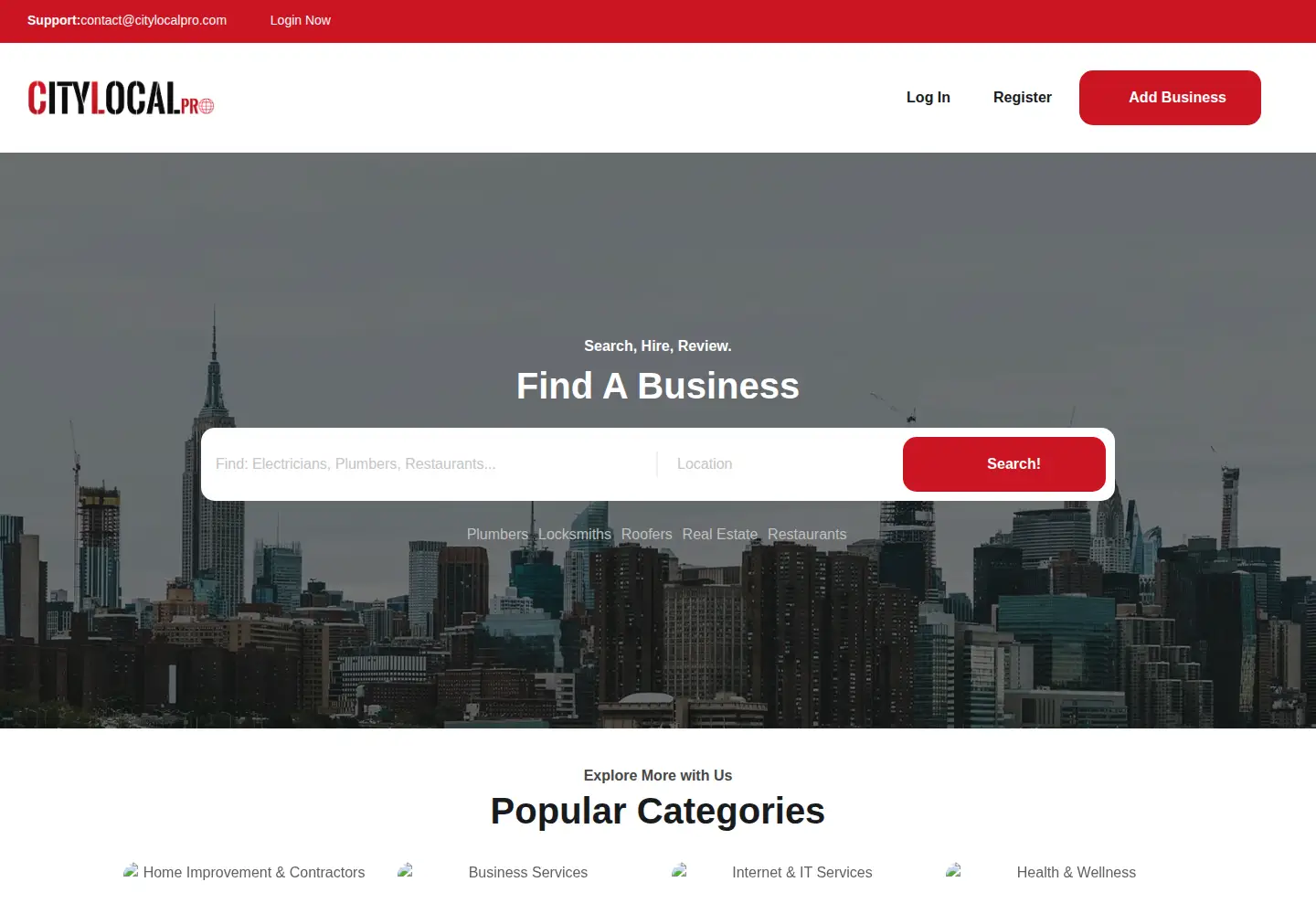 Captured homepage of citylocalpro.com in the current scan