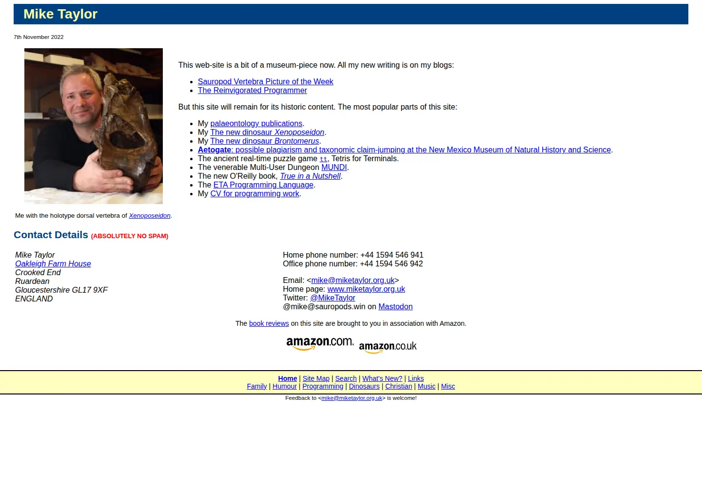 Screenshot of miketaylor.org.uk