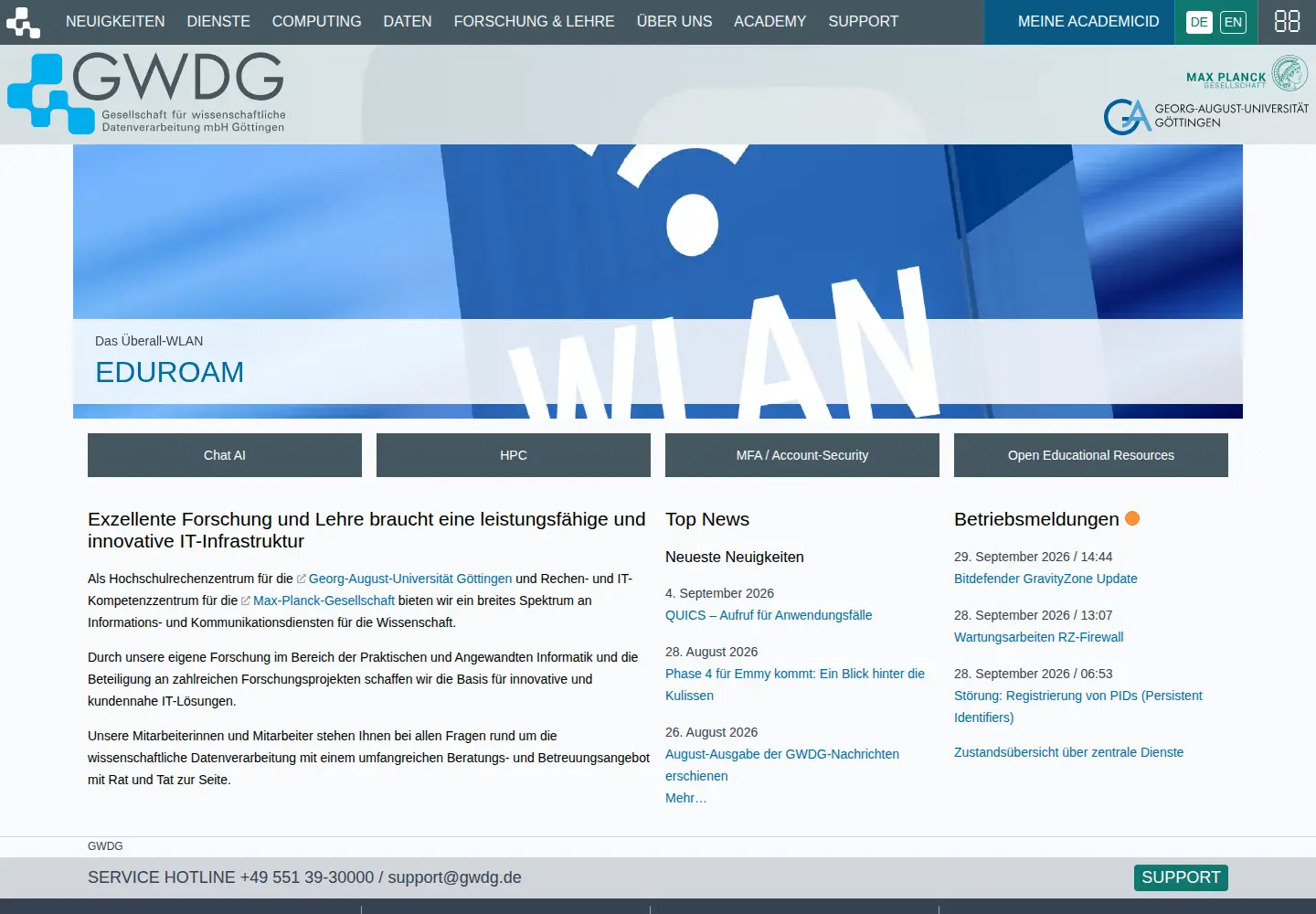 Screenshot of gwdg.de
