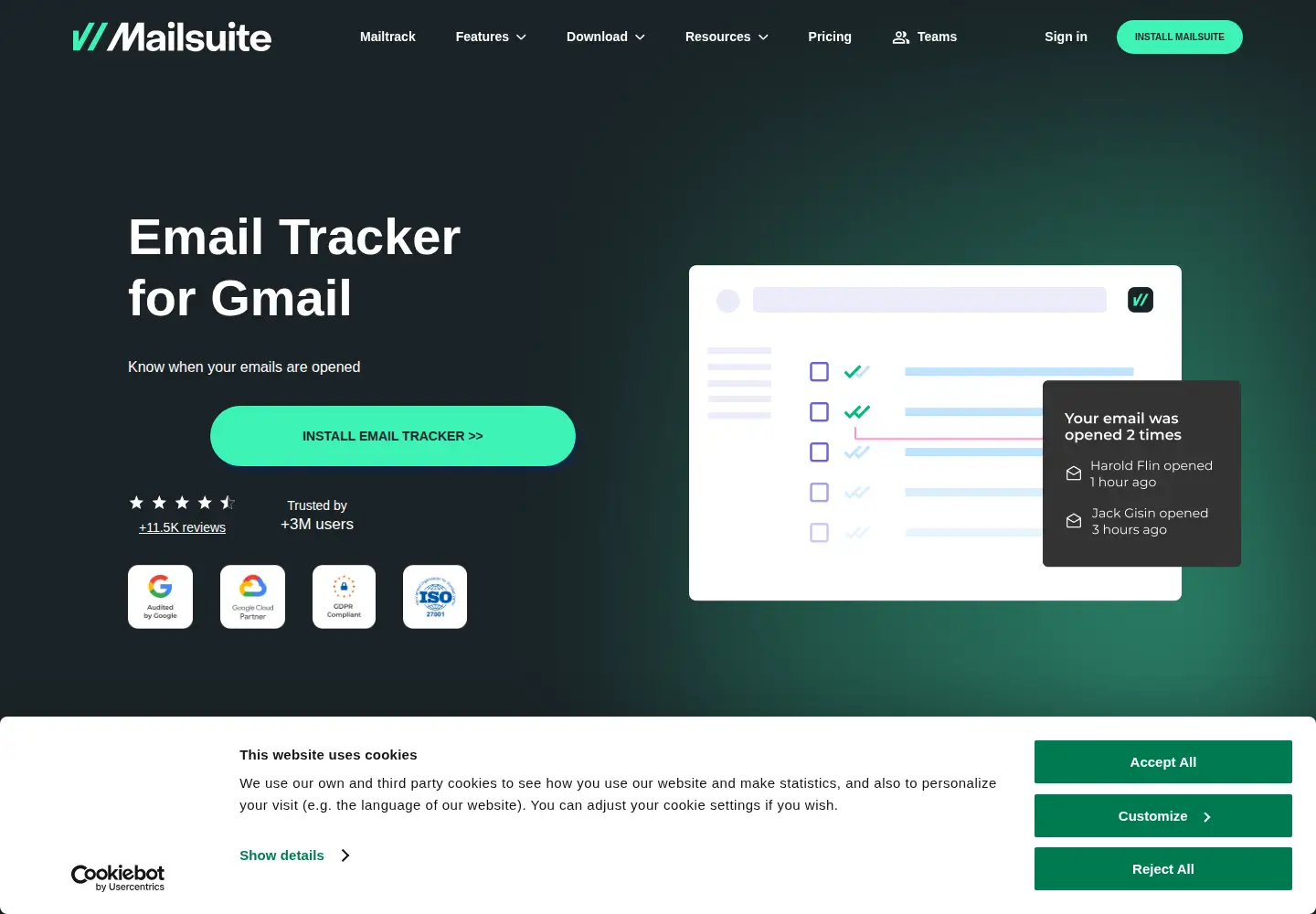 Screenshot of mailsuite.com
