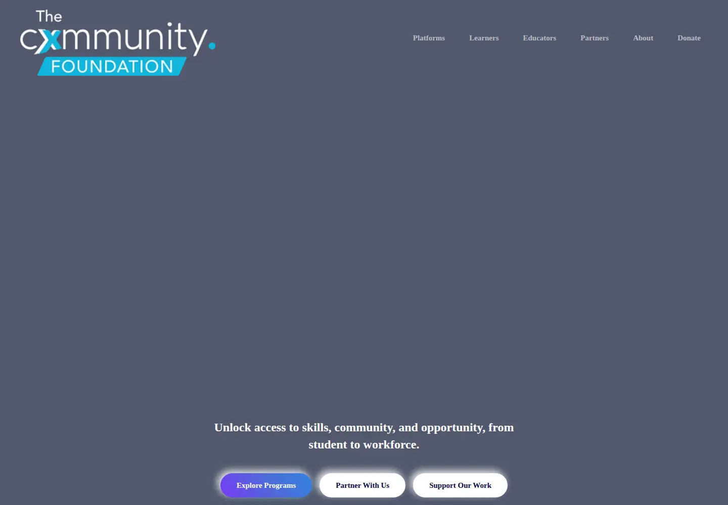 Captured homepage of cxmmunityfoundation.org in the current scan