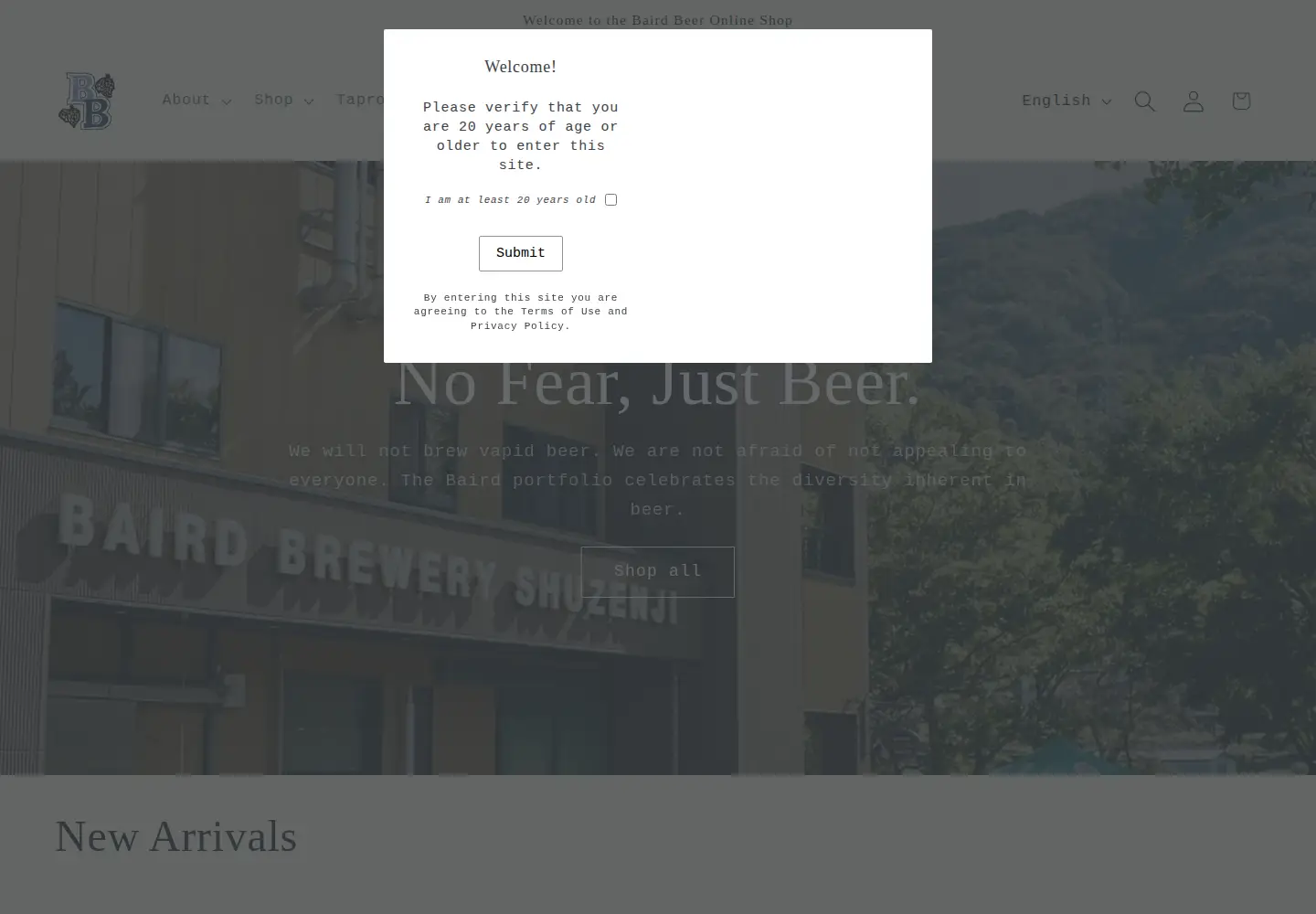 Screenshot of bairdbeer.com