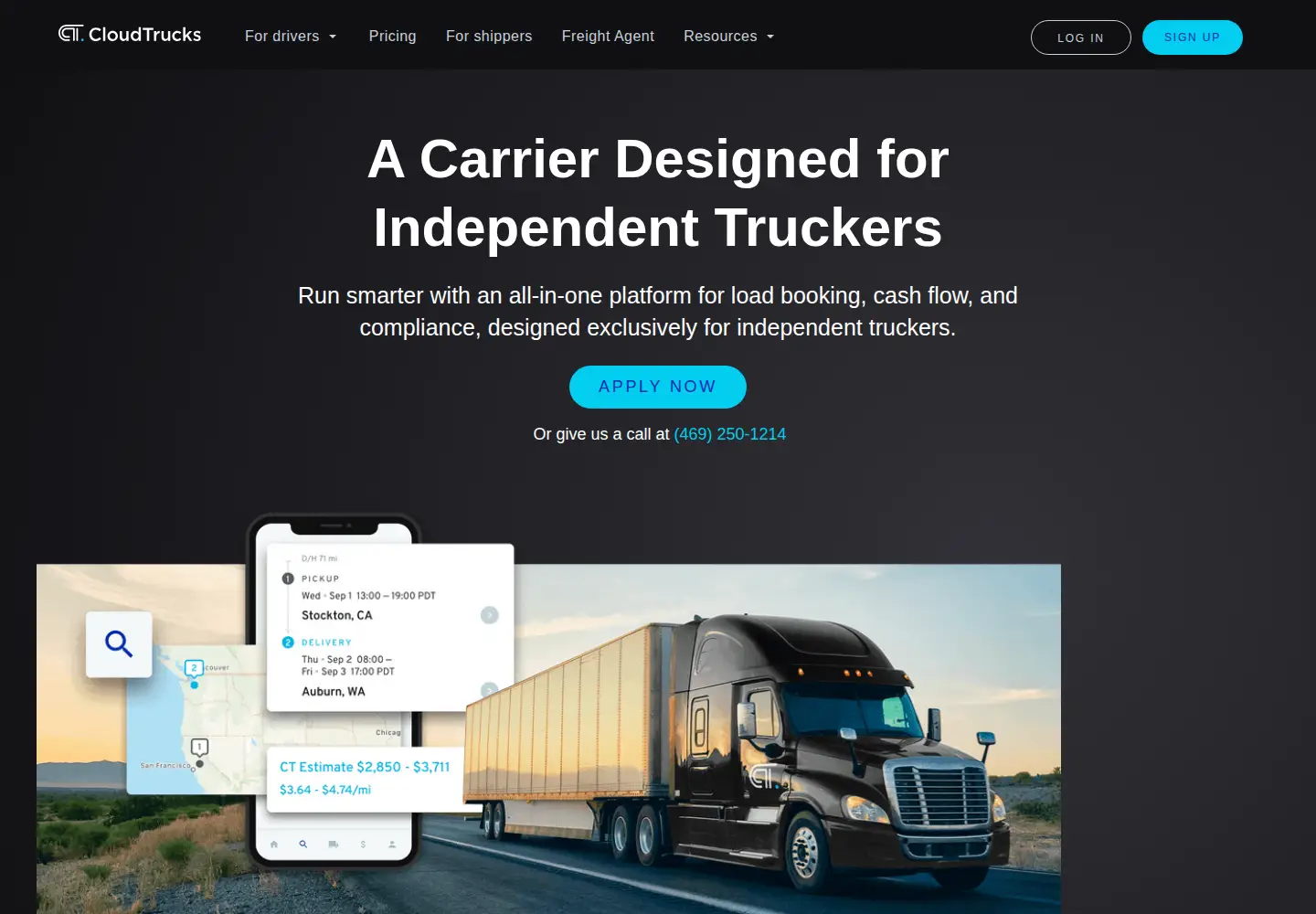 Screenshot of cloudtrucks.com