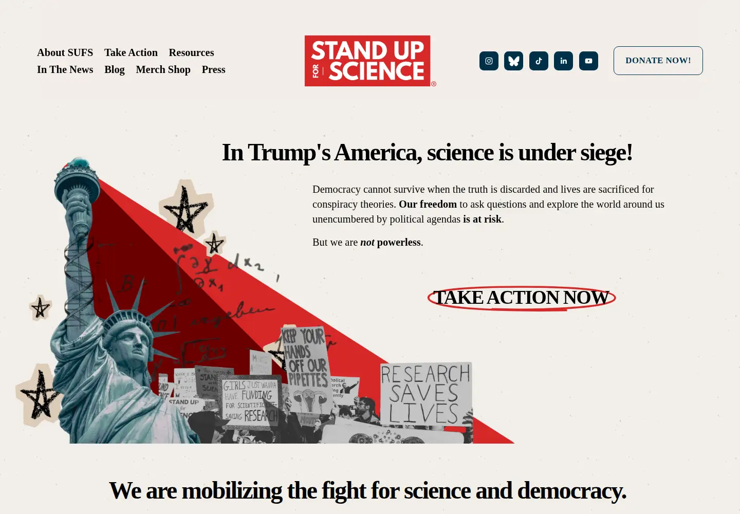 Screenshot of standupforscience2025.org