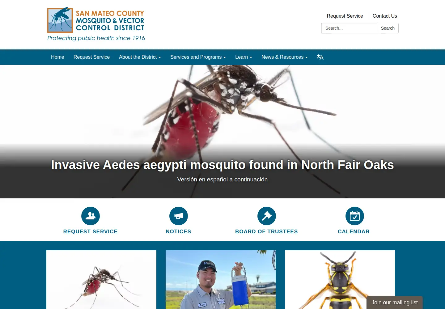 Captured homepage of smcmvcd.org in the current scan