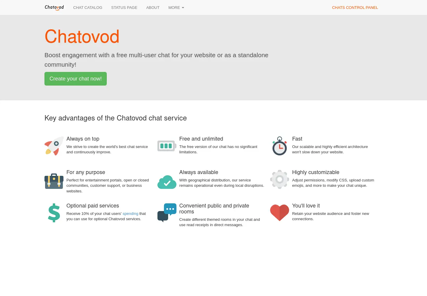Captured homepage of chatovod.com in the current scan