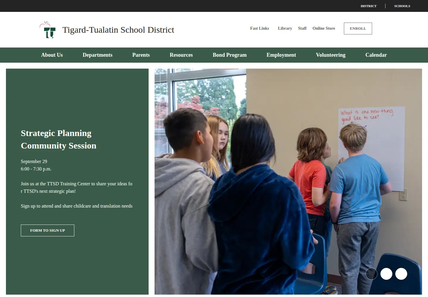 Captured homepage of ttsdschools.org in the current scan