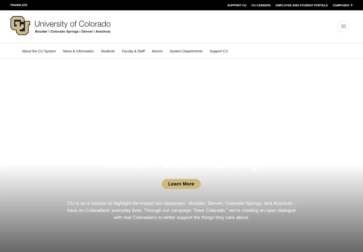 Screenshot of cu.edu