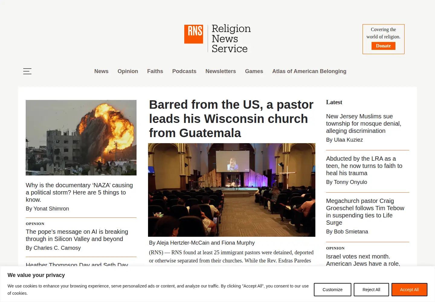 Screenshot of religionnews.com