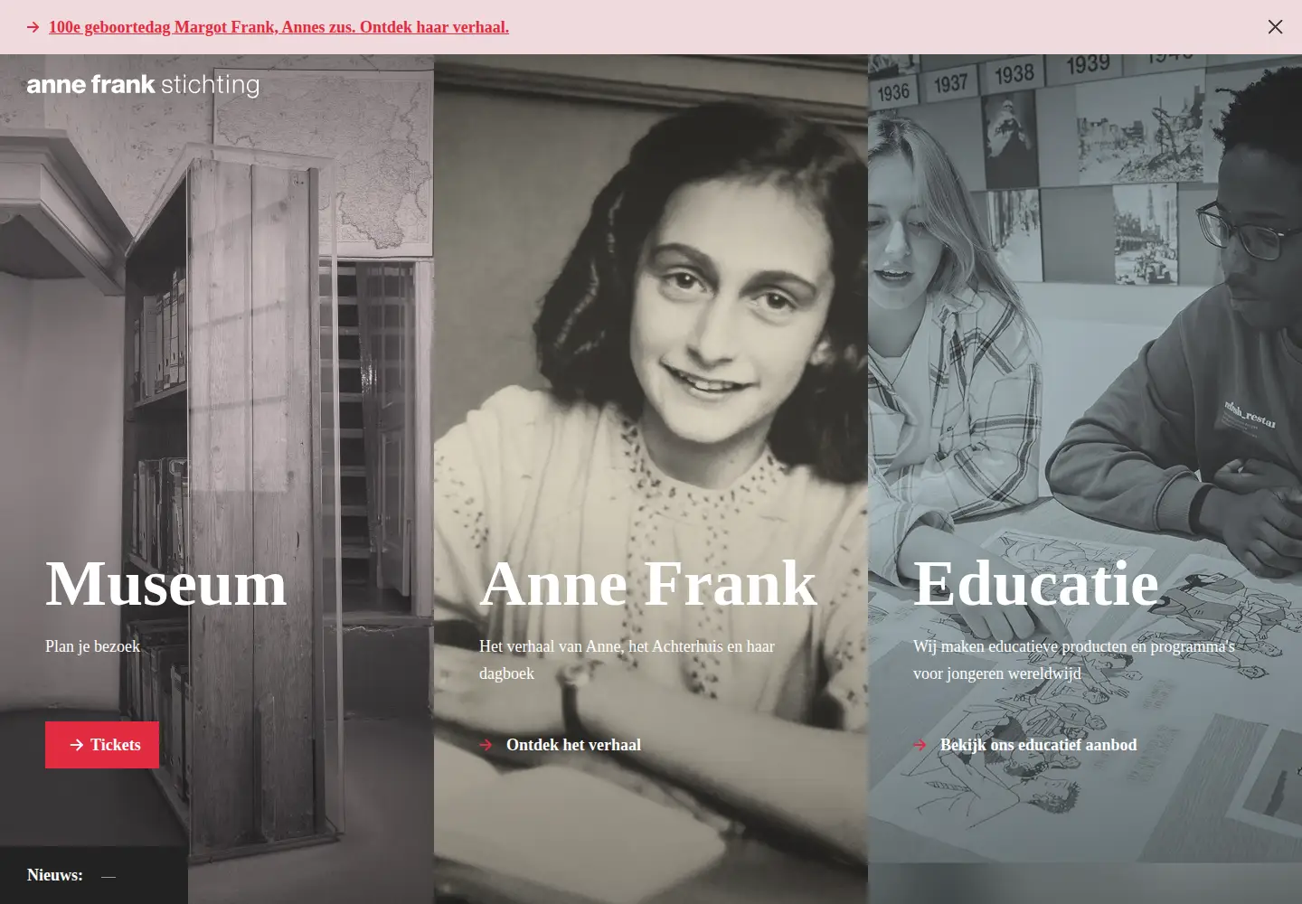Screenshot of annefrank.org