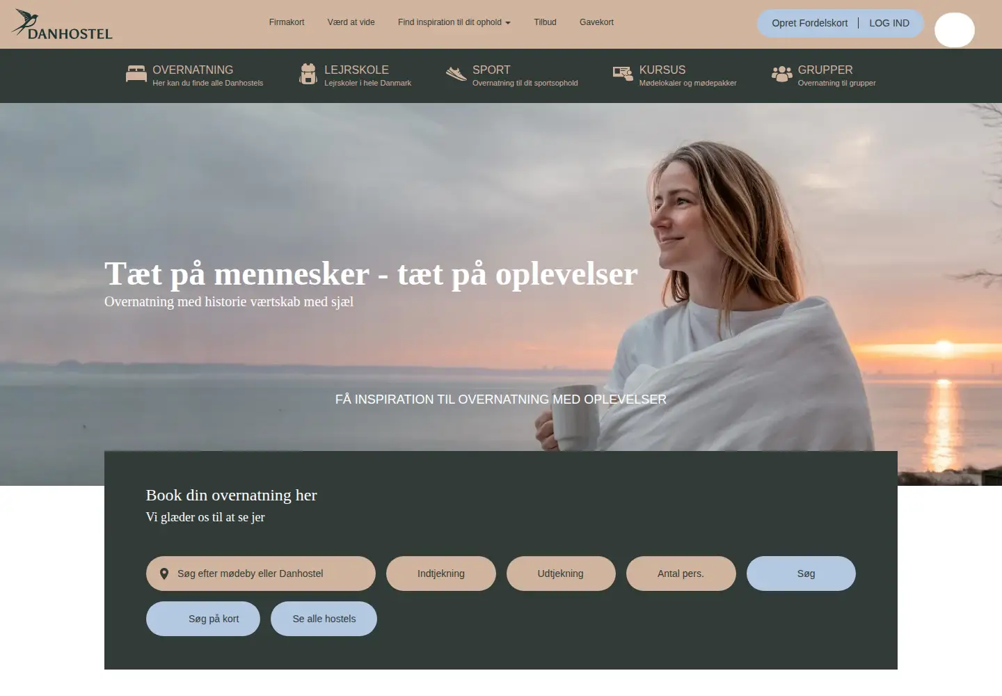 Captured homepage of danhostel.dk in the current scan
