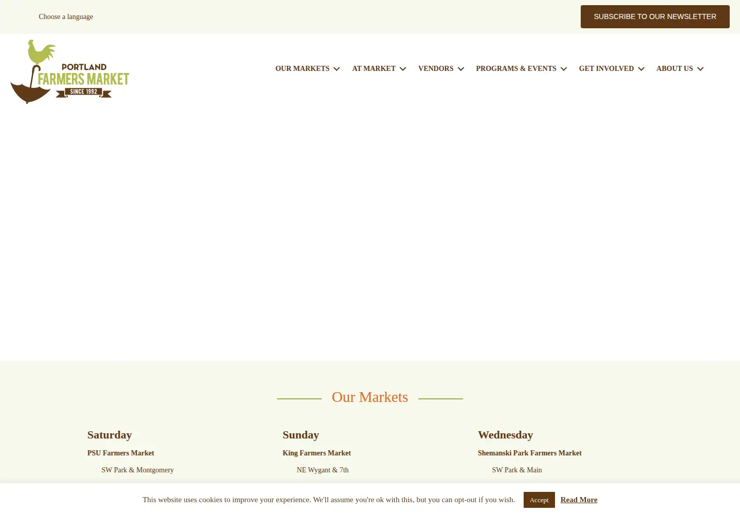 Screenshot of portlandfarmersmarket.org