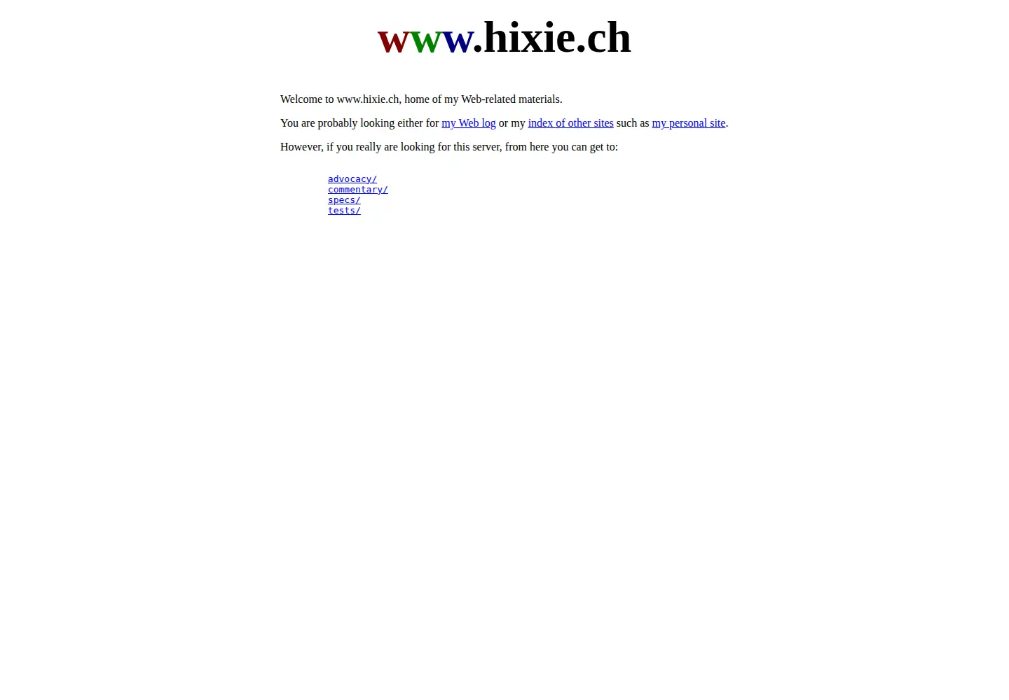 Screenshot of hixie.ch