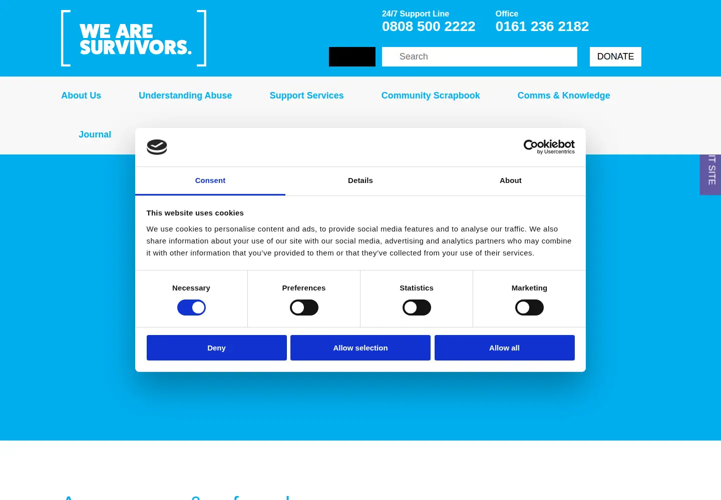 Captured homepage of wearesurvivors.org.uk in the current scan