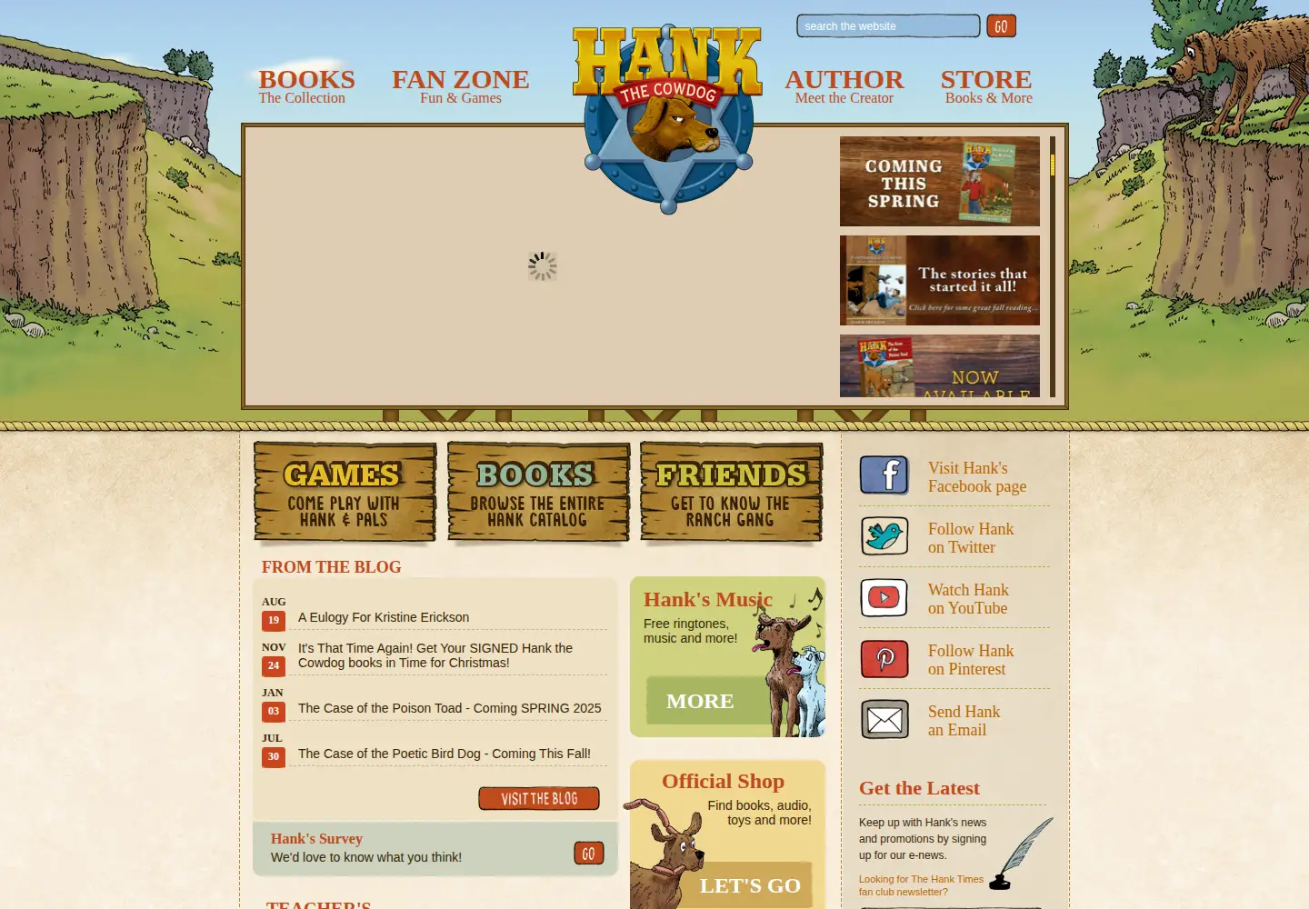 Screenshot of hankthecowdog.com