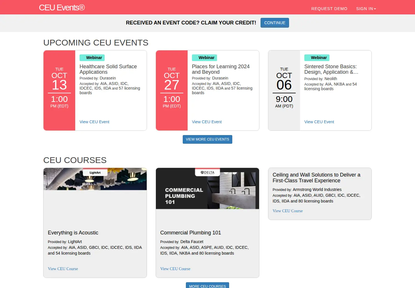 Captured homepage of ceuevents.com in the current scan