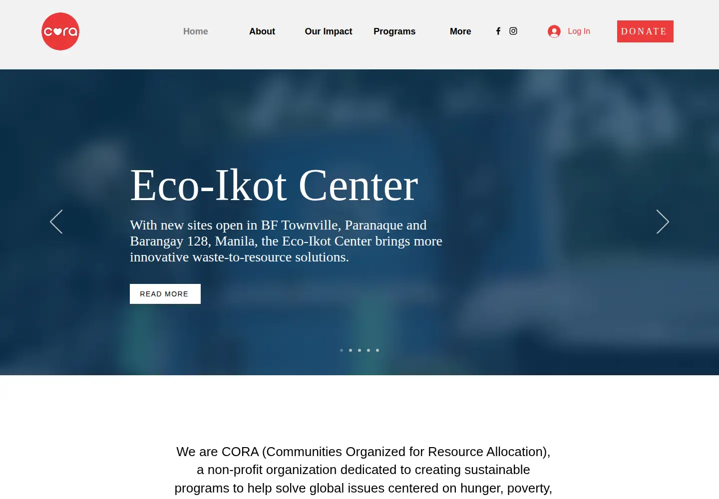 Captured homepage of wearecora.org in the current scan